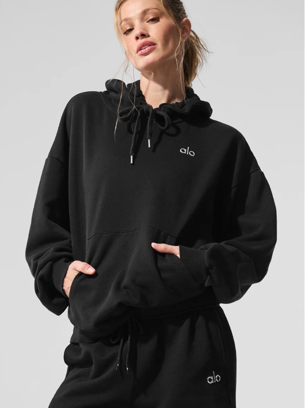 NWT ALO Accolade Hoodie Pullover Sweatshirt in Black (Size XS)